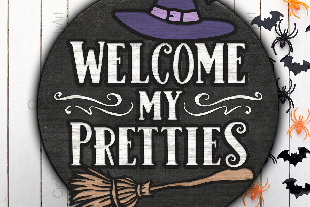 Intra απο ξύλο plywood 3mm-4mm πάχος – Welcome My Pretties Halloween Door Sign Δίασταση  40x30 cm INTRAFABR-104607753