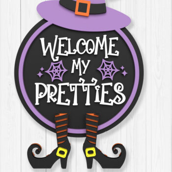 Intra απο ξύλο plywood 3mm-4mm πάχος – Welcome My Pretties, Halloween Sign Δίασταση 40x30 cm INTRAFABR-105326103 - Image 1