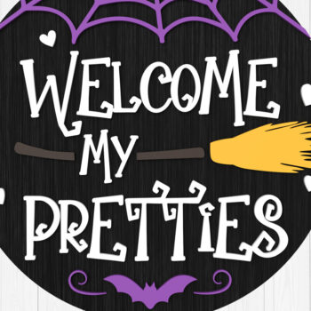 Intra απο ξύλο plywood 3mm-4mm πάχος – Welcome My Pretties, Halloween Sign Δίασταση 40x30 cm INTRAFABR-105736170 - Image 1
