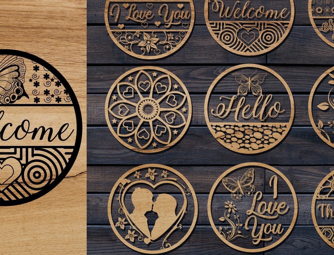 Intra απο ξύλο plywood 3mm-4mm πάχος – Welcome My Sign Bundle Design Δίασταση  40x30 cm INTRAFABR-32131856