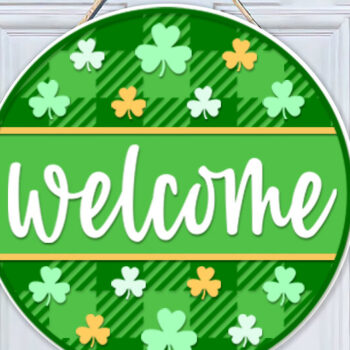 Intra απο ξύλο plywood 3mm-4mm πάχος – Καλώς ήρθατε Patricks Κρεμάστρα πόρτας Στρογγυλή πινακίδα Δίασταση  20x20 cm INTRAFABR-60315763 - Image 3