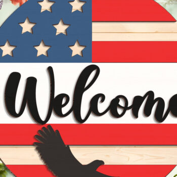 Intra απο ξύλο plywood 3mm-4mm πάχος – Καλώς ορίσατε Πατριωτικό Σήμα Δίασταση 20x20 cm INTRAFABR-97104877 - Image 1