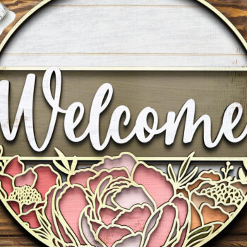 Intra απο ξύλο plywood 3mm-4mm πάχος – Welcome Peonies Door Hanger Laser Δίασταση 20x20 cm INTRAFABR-119692203 - Image 6