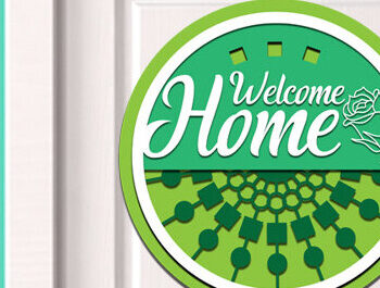 Intra απο ξύλο plywood 3mm-4mm πάχος – Καλωσόρισμα Στρογγυλή πινακίδα Κρεμάστρα πόρτας Κοπή λέιζερ Δίασταση  20x20 cm INTRAFABR-60924203 - Image 1