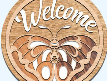 Intra απο ξύλο plywood 3mm-4mm πάχος – Καλωσόρισμα Στρογγυλή πινακίδα Κρεμάστρα πόρτας Κοπή λέιζερ Δίασταση  20x20 cm INTRAFABR-60924212 - Image 2