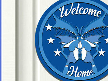 Intra απο ξύλο plywood 3mm-4mm πάχος – Καλωσόρισμα Στρογγυλή πινακίδα Κρεμάστρα πόρτας Κοπή λέιζερ Δίασταση  20x20 cm INTRAFABR-60924251 - Image 1