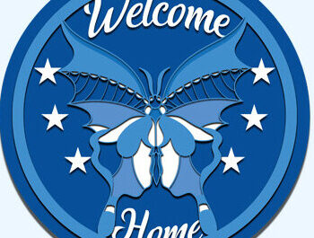 Intra απο ξύλο plywood 3mm-4mm πάχος – Καλωσόρισμα Στρογγυλή πινακίδα Κρεμάστρα πόρτας Κοπή λέιζερ Δίασταση  20x20 cm INTRAFABR-60924251 - Image 2