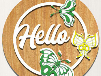 Intra απο ξύλο plywood 3mm-4mm πάχος – Καλωσόρισμα Στρογγυλή πινακίδα Κρεμάστρα πόρτας Κοπή λέιζερ Δίασταση  20x20 cm INTRAFABR-61265066 - Image 1