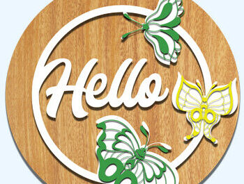 Intra απο ξύλο plywood 3mm-4mm πάχος – Καλωσόρισμα Στρογγυλή πινακίδα Κρεμάστρα πόρτας Κοπή λέιζερ Δίασταση  20x20 cm INTRAFABR-61265066 - Image 2