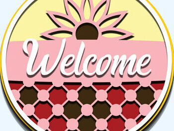 Intra απο ξύλο plywood 3mm-4mm πάχος – Καλωσόρισμα Στρογγυλή πινακίδα Κρεμάστρα πόρτας Κοπή λέιζερ Δίασταση  20x20 cm INTRAFABR-61479669 - Image 2