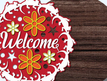 Intra απο ξύλο plywood 3mm-4mm πάχος – Καλωσόρισμα Στρογγυλή πινακίδα Κρεμάστρα πόρτας Κοπή λέιζερ Δίασταση  20x20 cm INTRAFABR-73583025 - Image 3