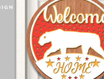 Intra απο ξύλο plywood 3mm-4mm πάχος – Καλωσόρισμα Στρογγυλή πινακίδα Κρεμάστρα πόρτας Κοπή λέιζερ Δίασταση  20x20 cm INTRAFABR-73583033 - Image 1