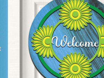 Intra απο ξύλο plywood 3mm-4mm πάχος – Καλωσόρισμα Στρογγυλή πινακίδα Κρεμάστρα πόρτας Κοπή λέιζερ Δίασταση  20x20 cm INTRAFABR-60810139 - Image 1