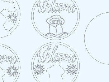 Intra απο ξύλο plywood 3mm-4mm πάχος – Καλωσόρισμα Στρογγυλή πινακίδα Κρεμάστρα πόρτας Κοπή λέιζερ Δίασταση  20x20 cm INTRAFABR-60810153 - Image 3