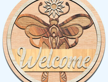 Intra απο ξύλο plywood 3mm-4mm πάχος – Καλωσόρισμα Στρογγυλή πινακίδα Κρεμάστρα πόρτας Κοπή λέιζερ Δίασταση  20x20 cm INTRAFABR-60924201 - Image 2