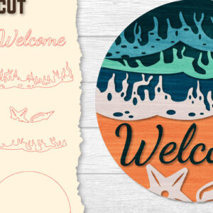 Intra απο ξύλο plywood 3mm-4mm πάχος – Welcome Sea Wave 3D Layered Lasercut Δίασταση  20x20 cm INTRAFABR-122011578