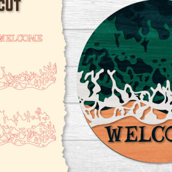 Intra απο ξύλο plywood 3mm-4mm πάχος – Welcome Sea Wave 3D Layered Lasercut Δίασταση  20x20 cm INTRAFABR-122011608 - Image 1