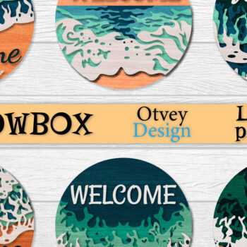 Intra απο ξύλο plywood 3mm-4mm πάχος – Welcome Sea Wave 3D Layered Lasercut Δίασταση  20x20 cm INTRAFABR-122011786 - Image 1