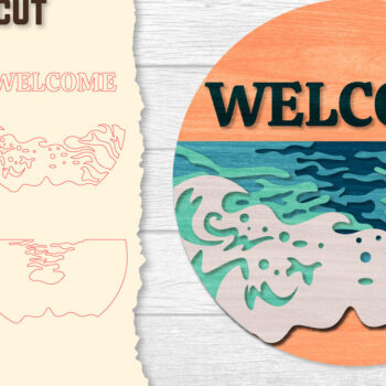 Intra απο ξύλο plywood 3mm-4mm πάχος – Welcome Sea Wave 3D Layered Lasercut Δίασταση  20x20 cm INTRAFABR-122011786 - Image 3