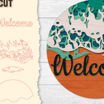 Intra απο ξύλο plywood 3mm-4mm πάχος – Welcome Sea Wave 3D Layered Lasercut Δίασταση  20x20 cm INTRAFABR-122011786 - Image 5