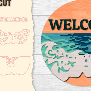 Intra απο ξύλο plywood 3mm-4mm πάχος – Welcome Sea Wave 3D Layered Lasercut Δίασταση  20x20 cm INTRAFABR-122011579