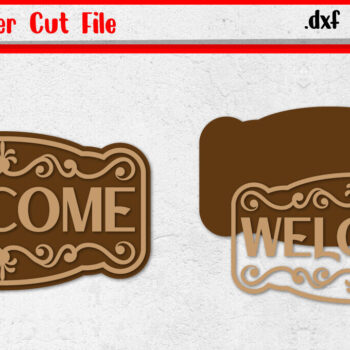 Intra απο ξύλο plywood 3mm-4mm πάχος – Σήμα καλωσορίσματος 6 | Vintage σημάδι κοπής με λέιζερ Δίασταση  20x20 cm INTRAFABR-112193653 - Image 1