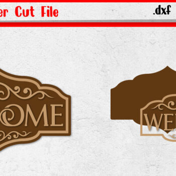 Intra απο ξύλο plywood 3mm-4mm πάχος – Σημάδι καλωσορίσματος 8 | Vintage σημάδι κοπής με λέιζερ Δίασταση  20x20 cm INTRAFABR-114527213 - Image 1