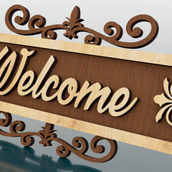 Intra απο ξύλο plywood 3mm-4mm πάχος – Σήμα καλωσορίσματος, Κρεμάστρα πόρτας κοπής με λέιζερ Δίασταση  20x20 cm INTRAFABR-59064733 - Image 2