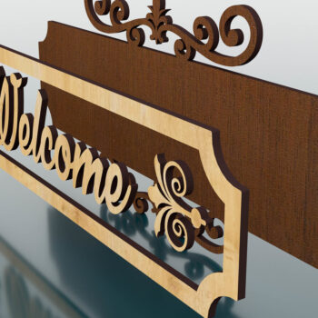 Intra απο ξύλο plywood 3mm-4mm πάχος – Σήμα καλωσορίσματος, Κρεμάστρα πόρτας κοπής με λέιζερ Δίασταση  20x20 cm INTRAFABR-59064733 - Image 3