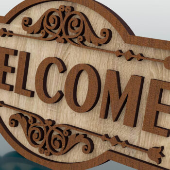 Intra απο ξύλο plywood 3mm-4mm πάχος – Σήμα καλωσορίσματος, Κρεμάστρα πόρτας κοπής με λέιζερ Δίασταση  20x20 cm INTRAFABR-59069750 - Image 2