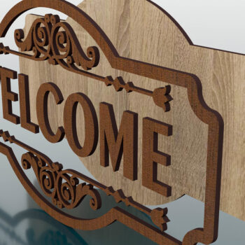 Intra απο ξύλο plywood 3mm-4mm πάχος – Σήμα καλωσορίσματος, Κρεμάστρα πόρτας κοπής με λέιζερ Δίασταση  20x20 cm INTRAFABR-59069750 - Image 3