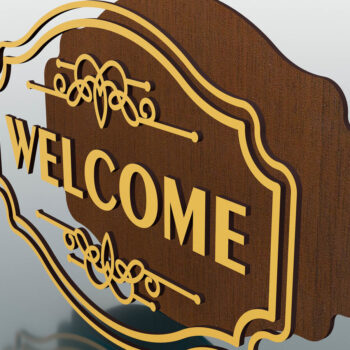 Intra απο ξύλο plywood 3mm-4mm πάχος – Σήμα καλωσορίσματος, Κρεμάστρα πόρτας κοπής με λέιζερ Δίασταση  20x20 cm INTRAFABR-59449702 - Image 3