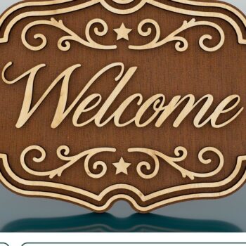 Intra απο ξύλο plywood 3mm-4mm πάχος – Σήμα καλωσορίσματος, Κρεμάστρα πόρτας κοπής με λέιζερ Δίασταση  20x20 cm INTRAFABR-59518654 - Image 1