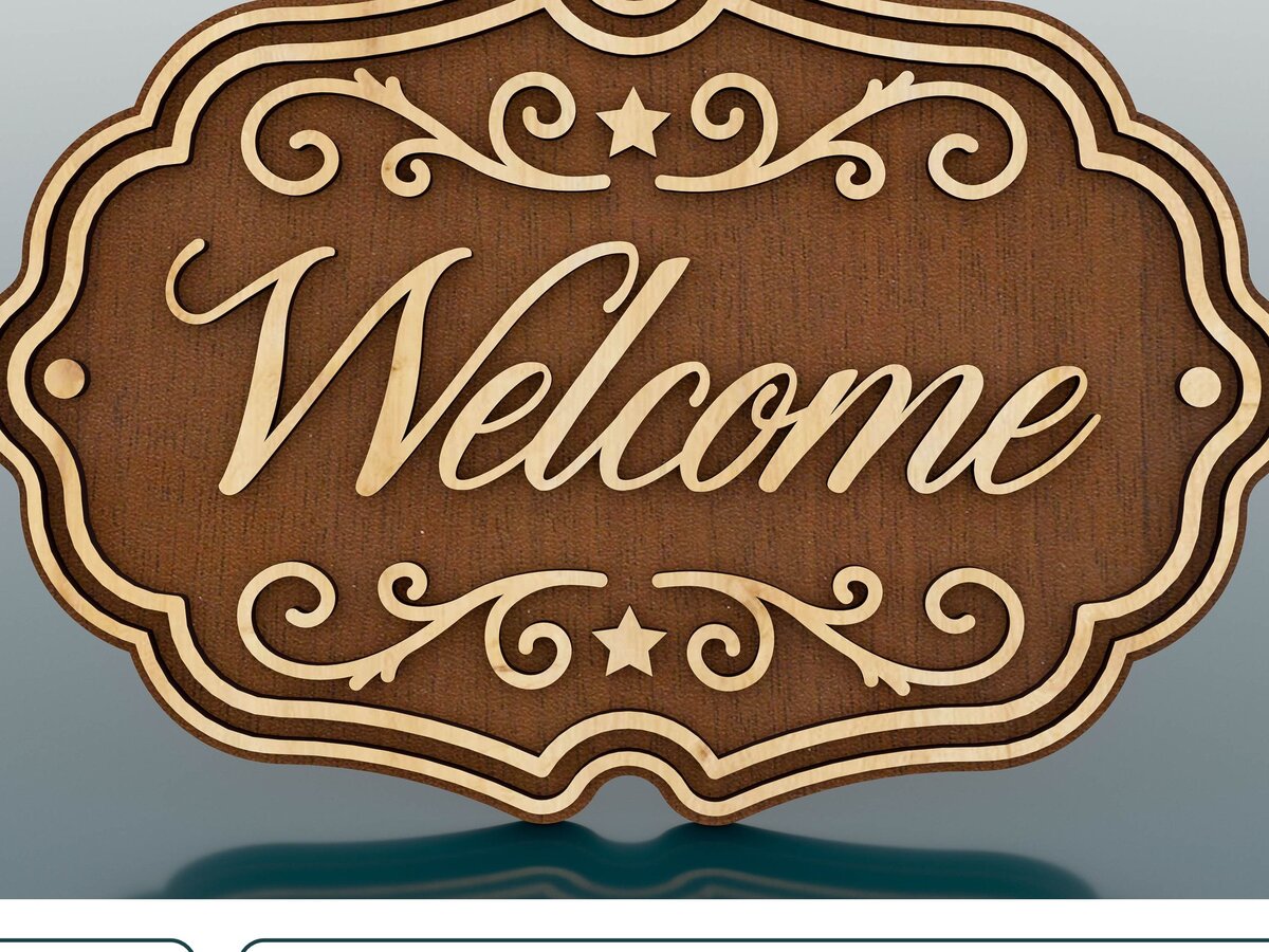 Intra απο ξύλο plywood 3mm-4mm πάχος – Σήμα καλωσορίσματος, Κρεμάστρα πόρτας κοπής με λέιζερ Δίασταση  20x20 cm INTRAFABR-59518654