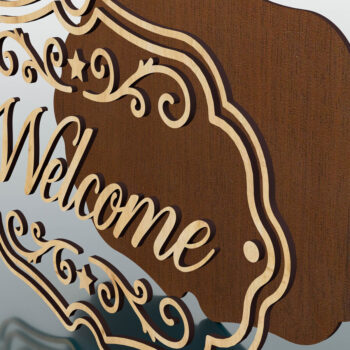 Intra απο ξύλο plywood 3mm-4mm πάχος – Σήμα καλωσορίσματος, Κρεμάστρα πόρτας κοπής με λέιζερ Δίασταση  20x20 cm INTRAFABR-59518654 - Image 3