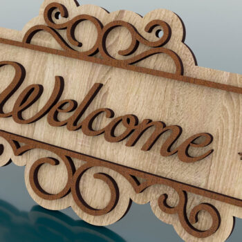 Intra απο ξύλο plywood 3mm-4mm πάχος – Σήμα καλωσορίσματος, Κρεμάστρα πόρτας κοπής με λέιζερ Δίασταση  20x20 cm INTRAFABR-58958295 - Image 2