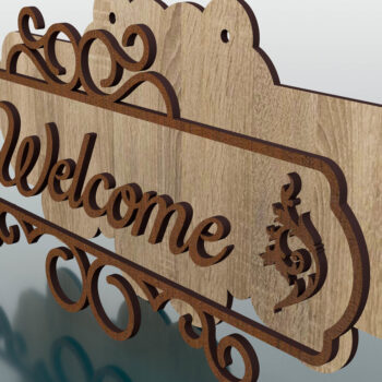 Intra απο ξύλο plywood 3mm-4mm πάχος – Σήμα καλωσορίσματος, Κρεμάστρα πόρτας κοπής με λέιζερ Δίασταση  20x20 cm INTRAFABR-58958295 - Image 3