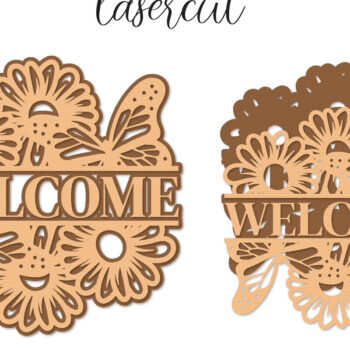 Intra απο ξύλο plywood 3mm-4mm πάχος – Welcome Sign Lasercut - Αρχείο Αποκοπής Laser Δίασταση  40x30 cm INTRAFABR-122150936 - Image 1