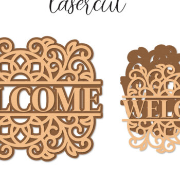 Intra απο ξύλο plywood 3mm-4mm πάχος – Welcome Sign Lasercut - Αρχείο Αποκοπής Laser Δίασταση  40x30 cm INTRAFABR-122150958 - Image 1