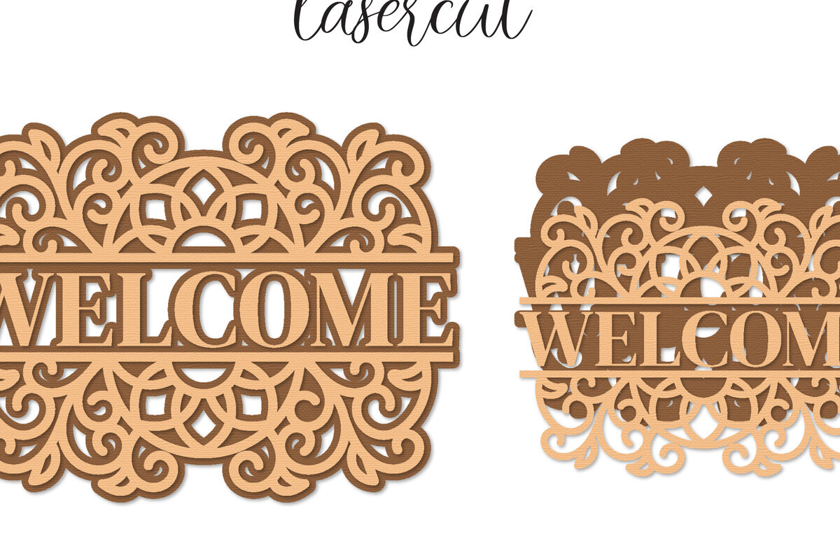 Intra απο ξύλο plywood 3mm-4mm πάχος – Welcome Sign Lasercut - Αρχείο Αποκοπής Laser Δίασταση  40x30 cm INTRAFABR-122150958