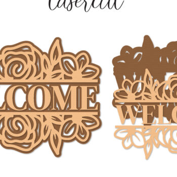 Intra απο ξύλο plywood 3mm-4mm πάχος – Welcome Sign Lasercut - Αρχείο Αποκοπής Laser Δίασταση  40x30 cm INTRAFABR-122150972 - Image 1