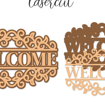 Intra απο ξύλο plywood 3mm-4mm πάχος – Welcome Sign Lasercut - Αρχείο Αποκοπής Laser Δίασταση  40x30 cm INTRAFABR-122150917 - Image 1
