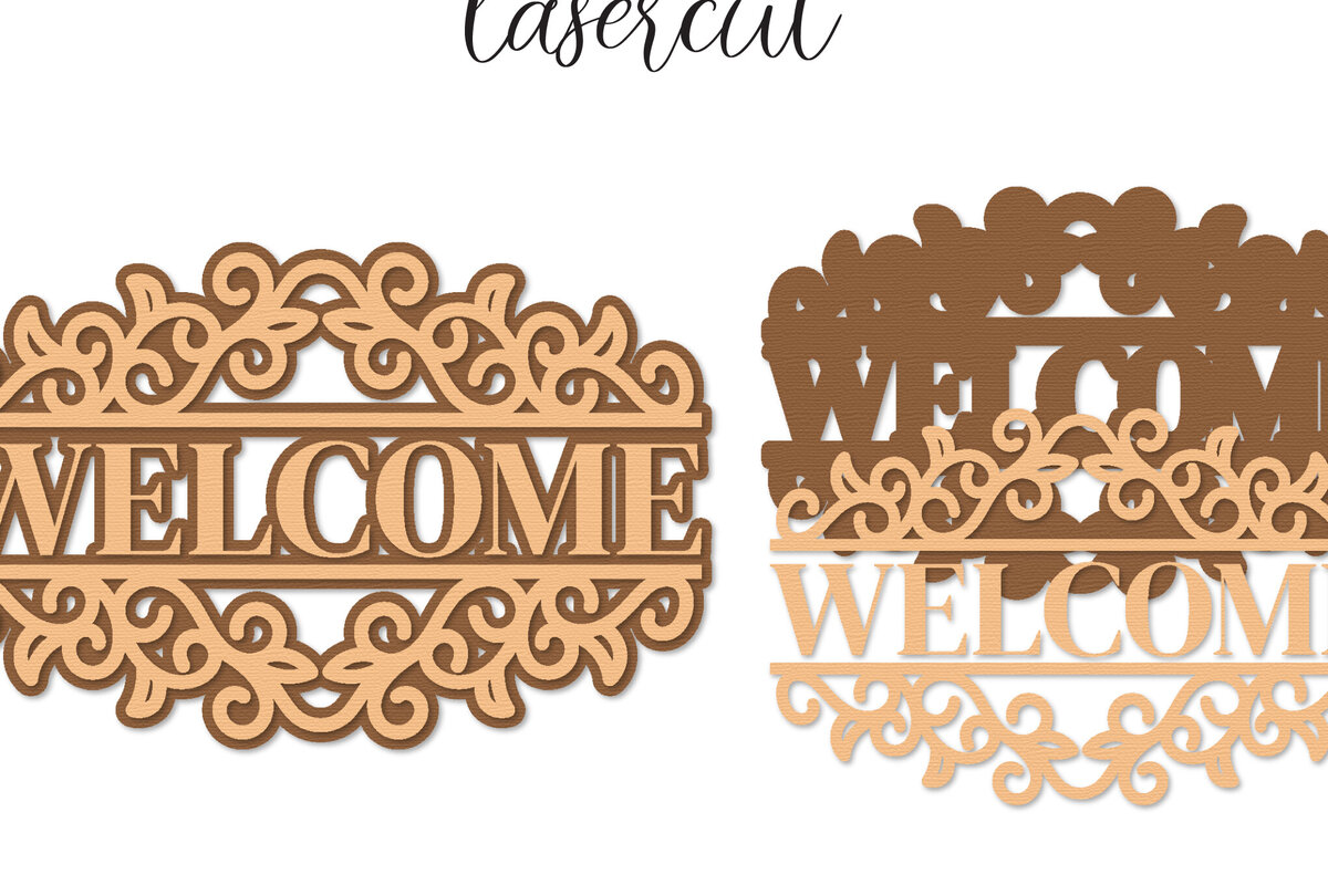 Intra απο ξύλο plywood 3mm-4mm πάχος – Welcome Sign Lasercut - Αρχείο Αποκοπής Laser Δίασταση  40x30 cm INTRAFABR-122150917