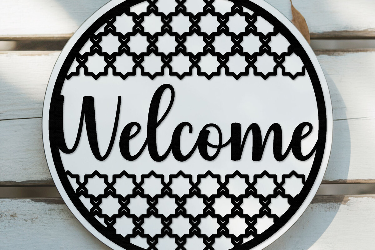 Intra απο ξύλο plywood 3mm-4mm πάχος – Welcome Sign Lasercut - Αρχείο Lasercut Δίασταση  40x30 cm INTRAFABR-124413294