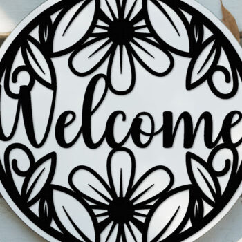 Intra απο ξύλο plywood 3mm-4mm πάχος – Welcome Sign Lasercut - Αρχείο Lasercut Δίασταση  40x30 cm INTRAFABR-124413299 - Image 3