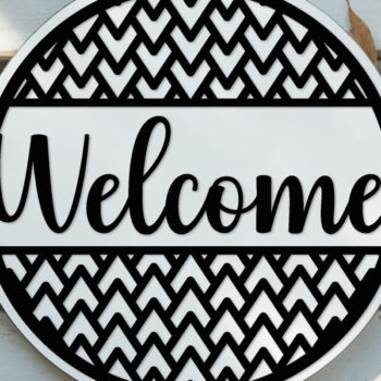 Intra απο ξύλο plywood 3mm-4mm πάχος – Welcome Sign Lasercut - Αρχείο Lasercut Δίασταση  40x30 cm INTRAFABR-124413299 - Image 4