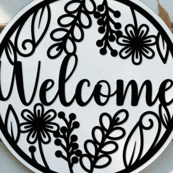 Intra απο ξύλο plywood 3mm-4mm πάχος – Welcome Sign Lasercut - Αρχείο Lasercut Δίασταση  40x30 cm INTRAFABR-124413245 - Image 1