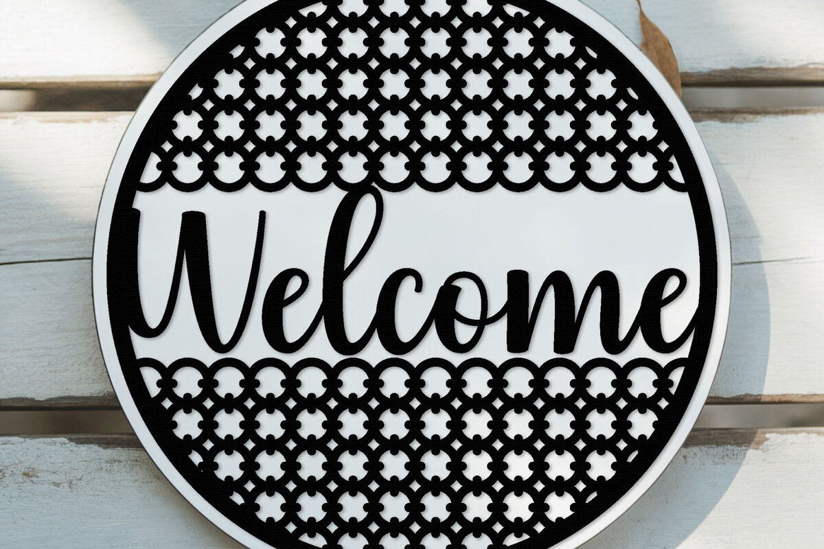 Intra απο ξύλο plywood 3mm-4mm πάχος – Welcome Sign Lasercut - Αρχείο Lasercut Δίασταση  40x30 cm INTRAFABR-124413248