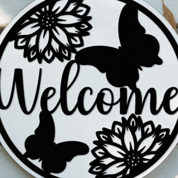 Intra απο ξύλο plywood 3mm-4mm πάχος – Welcome Sign Lasercut - Αρχείο Lasercut Δίασταση  40x30 cm INTRAFABR-124413252 - Image 1