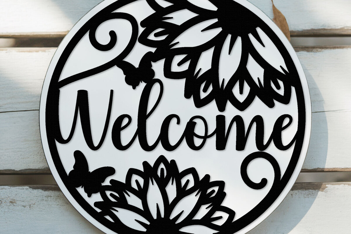 Intra απο ξύλο plywood 3mm-4mm πάχος – Welcome Sign Lasercut - Αρχείο Lasercut Δίασταση  40x30 cm INTRAFABR-124413284